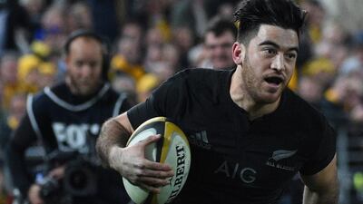 Nehe Milner-Skudder shown during a New Zealand match against Australia in the Rugby Championship in August. Peter Parks / AFP / August 8, 2015