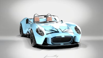 The design is inspired by sports cars of the 1950s and 1960s, such as the 1957 Ferrari Testa Rossa and 1962 Shelby AC Cobra. Courtesy Jannarelly Automotive