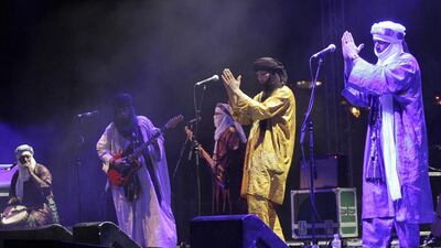 Mali's Tuareg-Berber group Tinariwen perform in the Lebanese town of Byblos. Anwar Amro / AFP