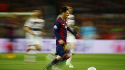 Barcelona's Lionel Messi shown in action on Wednesday night against Bayern Munich in the first leg of the Champions League semi-final tie at the Camp Nou. Kai Pfaffenbach / Reuters / May 6, 2015