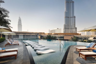 An infinity pool with Burj Khalifa views and in-pool loungers - that will certainly do. Photo / Supplied
