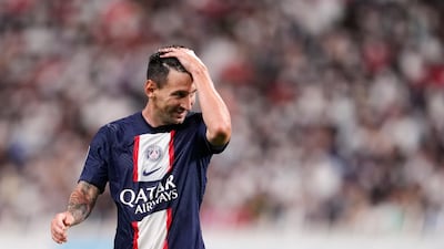 Lionel Messi reacts after missing a shot. EPA