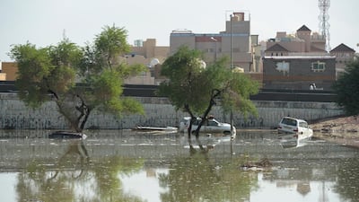 Vehicles in flood water in the Fahaheel Area of Kuwait City. EPA