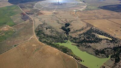 Gemasolar in Seville, Spain is Torresol Energy's first project to use central tower technology and heliostats. Courtesy Torresol Energy