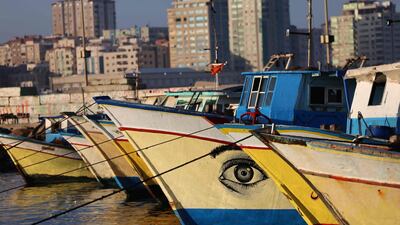 Palestinian boats remain moored at Gaza City's main fishing port. AFP