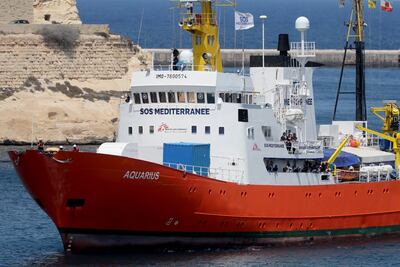 The SOS Mediterranee and MSF rescue vessel MV Aquarius enters the Grand Harbour in Valletta, Malta. EPA