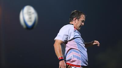 Abu Dhabi Saracens player-coach Alistair Thompson trains on September 4, 2014, before the start of the new rugby season. Delores Johnson / The National