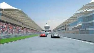 An artist's rendering shows the same location as it is planned to appear upon the track's completion.