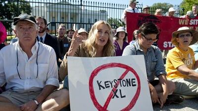 Daryl Hannah was among hundreds of people arrested during a sit-in protest against the Keystone pipeline outside the White House in August.