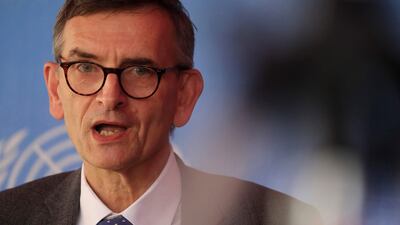 UN special representative Volker Perthes addresses the media in Khartoum on January 10. AFP