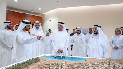 The Ruler of Sharjah laying the foundation stone of the Maritime Academy and unveiling a number of monuments and archaeological buildings in Khor Fakkan.