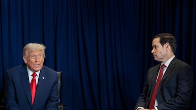 US President Donald Trump with Secretary of State Marco Rubio at the UN General Assembly in September. Getty Images / AFP