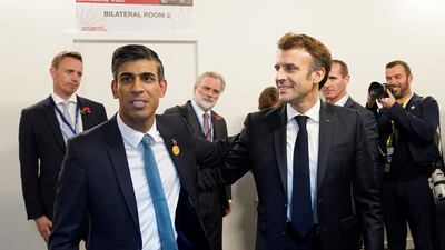 British Prime Minister Rishi Sunak meets French President Emmanuel Macron at Cop27 in Sharm El Sheikh last week. Getty Images