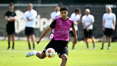 Aymen Barkok of Eintracht Frankfurt during a training session at Deutsche Bank Park in Germany. Getty