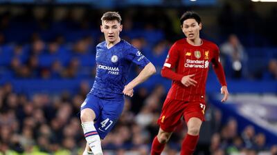 Billy Gilmour makes a pass during the FA Cup fifth round game against Liverpool. Reuters