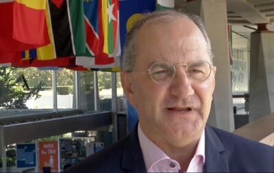 Dr Peter Salama, the WHO deputy director general of emergency preparedness and response, speaks about the DRC Ebola outbreak at the agency's headquarters in Geneva. AP