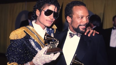Jones with Michael Jackson at the 1994 Grammy Awards. Getty Images