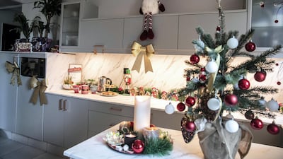 The kitchen has an overarching gingerbread theme
