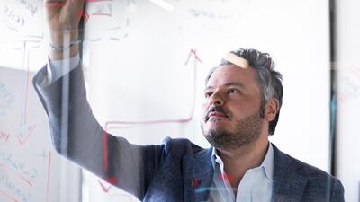 Jad Toubayly, the co-founder of Idealz, says the company uses a portion of the company’s profit margins to fund the prizes they give away each week. Reem Mohammed / The National)