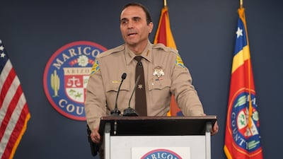 Maricopa County Sheriff Paul Penzone speaks at press conference on misinformation targeting the 2022 midterm election. Willy Lowry / The National