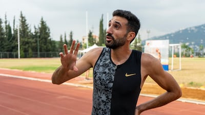 Lebanese sprinter Nour Hadid in his newly donated running gear.