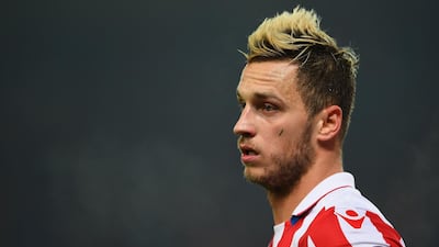 Marko Arnautovic of Stoke City with the 'peacock' look. Getty