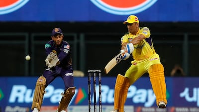 MS Dhoni bats during the Chennai Super Kings' IPL natch against Kolkata Knight Riders at the Wankhede Stadium in Mumbai. Photo: Sportzpics