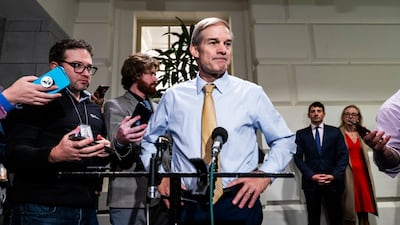 Jim Jordan speaks to reporters after House Republicans voted him out of contention to be the next Speaker of the House. EPA
