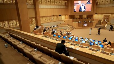 The Federal National Council chamber in Abu Dhabi. (Ravindranath K / The Nationals)