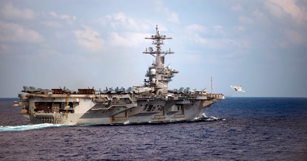 Photo: The National The US is sending the USS Theodore Roosevelt warship to the Middle East as tensions continue to blight the region. AFP