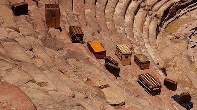 The Louis Vuitton campaign placed luggage in the Roman ruins of Jerash.