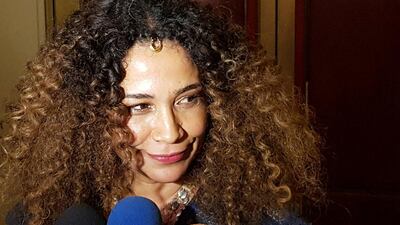 Tunisian singer and actress Ghalia Benali talks to media about her film “Fatwa” at Cairo international film festival. Photo / Reuters