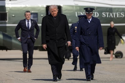President Donald Trump walks from Marine One to board Air Force One at Joint Base Andrews, Maryland. Getty Images / AFP