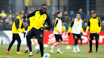 Usain Bolt has previously trained with German club Borussia Dortmund. Thilo Schmuelgen / Reuters