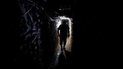 A Palestinian smuggler in a tunnel in the Rafah refugee camp, in the southern Gaza Strip, on the border with Egypt on January 25, 2009. Heide Levine for The National