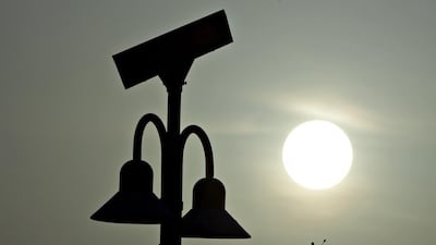 Solar lights in a section of the Motor City community in Dubai. Jeff Topping / The National