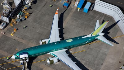 An unpainted Boeing 737 Max aircraft is seen parked in an aerial photo at Renton Municipal Airport near the Boeing Renton facility in Renton, Washington, US on July 1, 2019. REUTERS/Lindsey Wasson