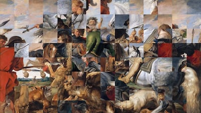 Covert Overt (Transliteration Series) (2016) by Rashid Rana, part of the Scatter in Time exhibition at Leila Heller Gallery, Dubai. Courtesy the artist and Leila Heller Gallery.