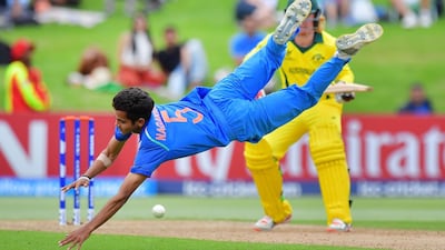 Nagarkoti dives as he attempts to catch out Lloyd Pope during the final. Marty Melville / AFP