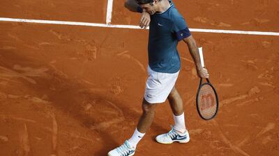 Roger Federer seemed to wear down during his Monte Carlo Masters loss to Stanislas Wawrinka in the final on April 20, 2014. Wawrinka won 4-6, 7-6, 6-2. Michael Euler / AP Photo
