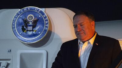 US Secretary of State Mike Pompeo arrives at the Cairo International Airport on January 9, 2019. AFP