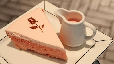 A rose milk cake at the Forever Rose Cafe. Pawan Singh / The National