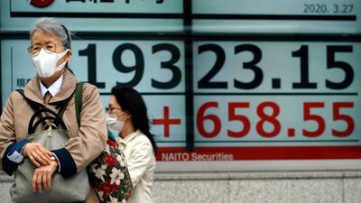 Japan's Nikkei rose 3.88 per cent on Friday, capping its biggest weekly gain on records. AP