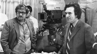 Paddy Chayefsky, left, and Arthur Hiller on the set of The Hospital in 1971. Everett Collection / REX