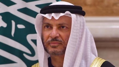 UAE's Minister of State for Foreign Affairs Anwar Gargash is seen posing for a family picture at the Gulf Cooperation Council (GCC) at the Bayan palace in Kuwait City on December 5, 2017. Guiseppe Cacace / AFP