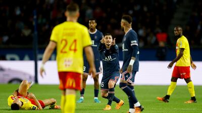 PSG midfielder Marco Verratti during the match against Lens. Reuters