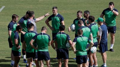The Ireland squad training at Hakatanomori Stadium. AP