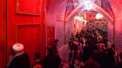 Shiite Muslim pilgrims gather at the shrine of Imam Al Abbas in the central Iraqi holy city of Karbala, ahead of the Arbaeen religious festival. AFP