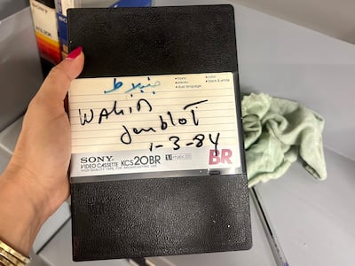 A videotape of a speech by veteran Lebanese politician Walid Jumblatt is among the preserved items. Nada Maucourant Atallah / The National