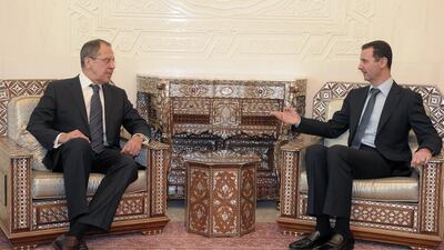 Syrian president Bashar Assad meets with Russian foreign minister Sergey Lavrov as Moscow increases its participation in the country's conflict. AP